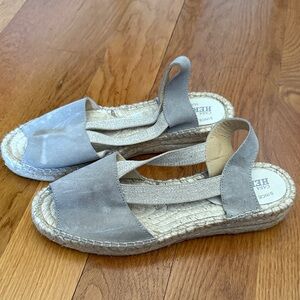 Casual Gray/Taupe Suede Espadrille Slingback Sandals with Open Toe